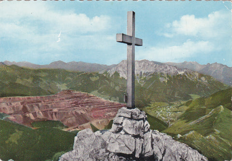 AK Gipfelkreuz am Polster mit Erzberg.