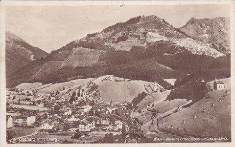 AK Eisenerz mit Erzberg. (1914)