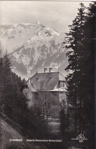 AK Eisenerz. Erzberg-Restauration Barbarahaus. (1929)