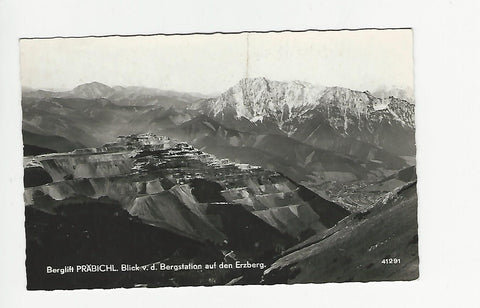 AK Berglift Präbichl. Blick v.d. Bergstation auf den Erzberg. (1963)