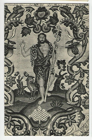 AK Pfarrkirche Göss: Vespermantel. Detail mit Darstellung des Johannes des Täufers in Gobelin-Stickerei.