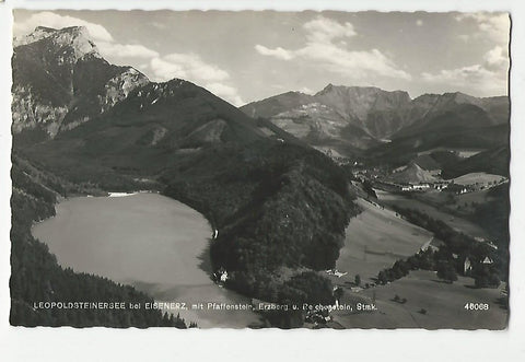AK Leopoldsteinersee bei Eisenerz, mit Pfaffenstein, Erzberg u. Reichenstein. (1958)