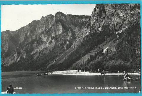 AK Leopoldsteinersee bei Eisenerz. Badestrand. (1961)