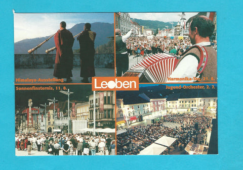 AK Leoben. Götter Himalaya Ausstellung 1999. Sonnenfinsternis Harmonika-Tag. Jugend-Orchester.