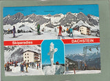 AK Skiparadies Dachstein. Berghotel Dachstein mit Dirndl – Lift. Inh. Familie Walcher.