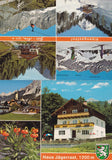 Doppel-Werbe-AK Ramsau am Dachstein 64. Gästehaus Jägerrast. Besitzer H. u. R. Schrempf.