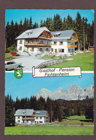 AK Pension Fichtenheim mit Dachstein – Gebirge.