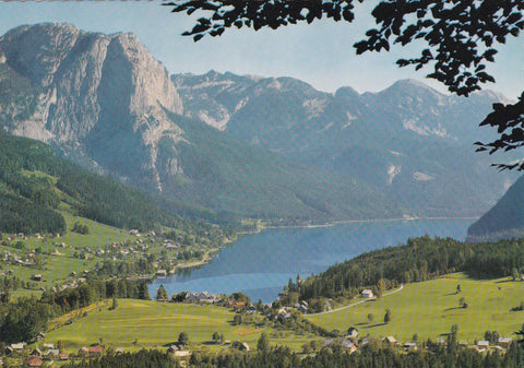 AK Grundlsee mit Backenstein und Totem Gebirge.