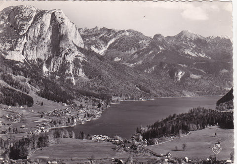 AK Grundlsee mit Backenstein und Totem Gebirge.