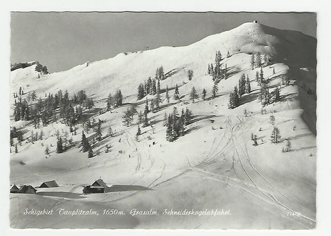 AK Schigebiet Tauplitzalm, Grasalm, Schneiderkogelabfahrt. (1966)