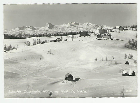 AK Schigebiet Tauplitzalm gegen Dachstein (1967)