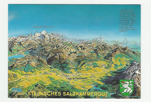Steirisches Salzkammergut. Kainisch. Bad Mitterndorf. Tauplitz. Panoramakarte.