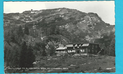 AK Tauplitzalm. Th. K. Hollhaus mit Lawinenstein. (1963)