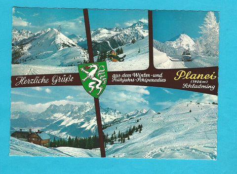 AK Herzliche Grüße aus dem Winter- und Frühjahrs Schiparadies. Planai Schladming.