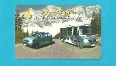 Visitenkarte. Taxi Hubner. Ramsau am Dachstein.