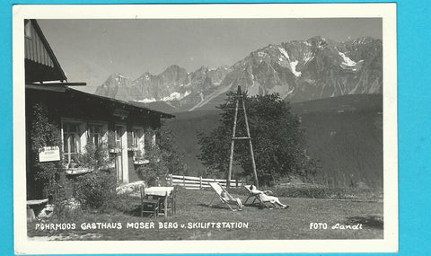 AK Rohrmoos Gasthaus Moser Berg u. Skiliftstation.