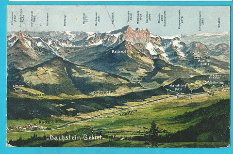 AK Dachstein Gebiet. Vogelschaukarte. (1907)