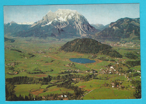 AK Panorama mit Dachstein und Grimming Aigen im Ennstl Putterersee. (1984)