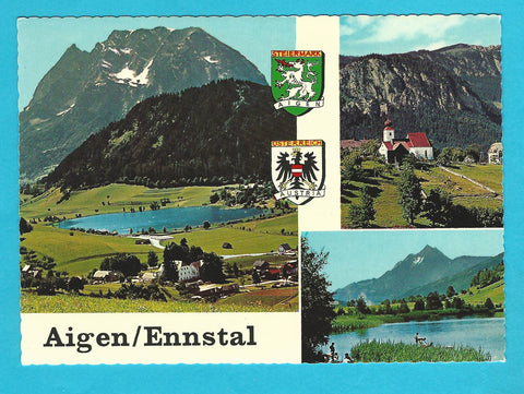 AK Aigen/Ennstal mit Putterer See und Grimming. Bergkirche Hohenberg.
