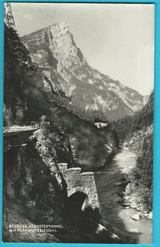 AK Gesäuse. Hochstegtunnel mit Planspitze.