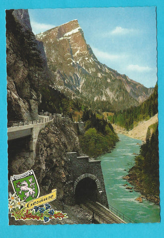 AK Gesäuse. Hochsteg-Tunnel mit Planspitze.