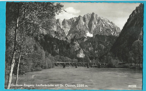 AK Gesäuse-Eingang. Laufferbrücke mit Gr. Ödstein. (1957)