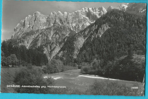 AK Gesäuse. Johnsbachsteg geg. Hochtorgruppe. (1963)