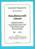 Eintrittskarte Benediktinerstift Admont. Stiftsbibliothek.