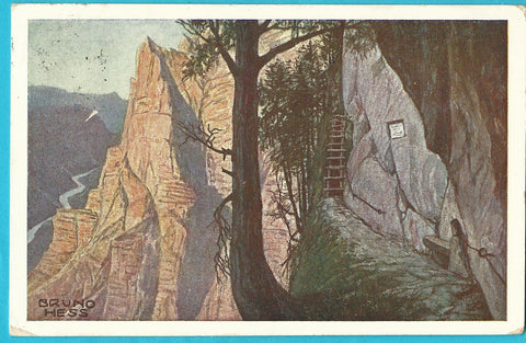 AK Wasserfallweg. Emesruhe mit Talblick. (Gem. von Bruno Heß).