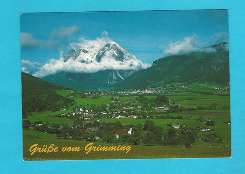 AK Grüße vom Grimming. Blick über Aigen und Stainach.