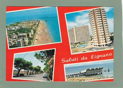 AK Lignano Sabbiadoro. Veduta aerea. Condominio La Torre. Lungomare e la terrazza.