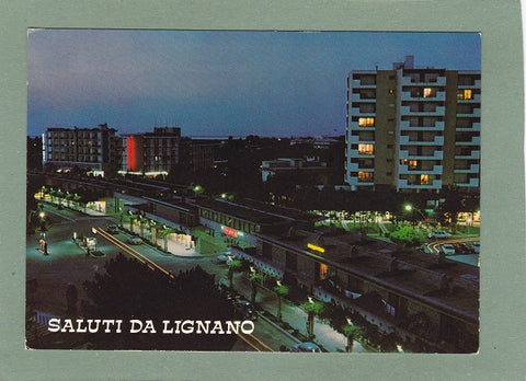 AK Saluti da Lignano. Lignano Pineta. Notturno.