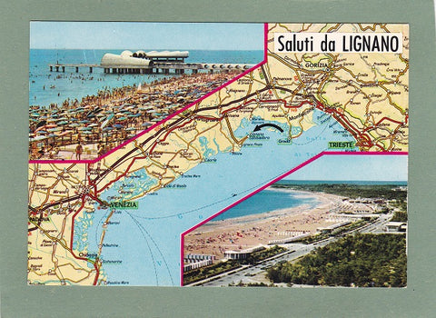 AK Saluti da Lignano. Dalla Carta Automobilistica all'1:800.000 del T.C.I.