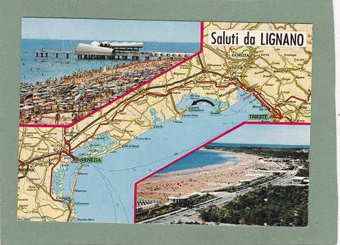 AK Saluti da Lignano. Dalla Carta Automobilistica all'1:800.000 del T.C.I.