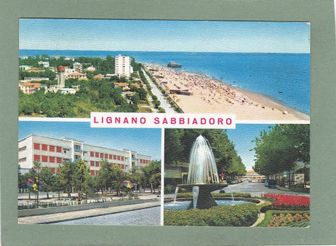 AK Lignano Sabbiadoro. Panorama Aereo. Colonia. Fontana Centrale.