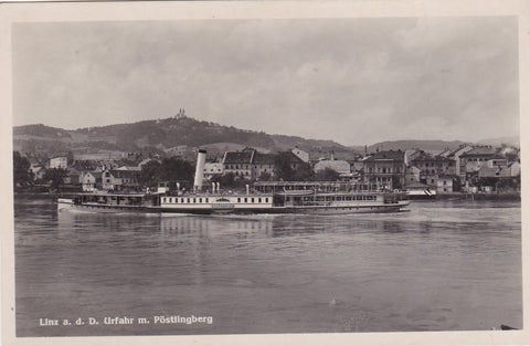 AK Linz a.d. Donau. Urgahr mit Pöstlingberg. (Dampfer Schönbrunn)