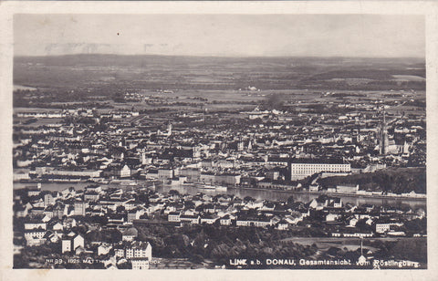 AK Linz a.d. Donau, Gesamtansicht vom Pöstlingberg. (1926)