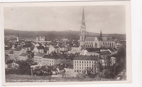 AK Linz an der Donau mit Maria Empfängnis-Dom.