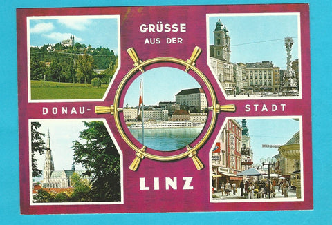 AK Grüsse aus der Donaustadt Linz.