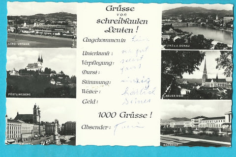 AK Linz. Grüsse von schreibfaulen Leuten!