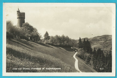 AK Linz. Freinberg mit Aussichtswarte.