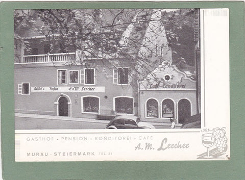 AK Murau. Gasthof Pension Konditorei Cafe A.M. Lercher.
