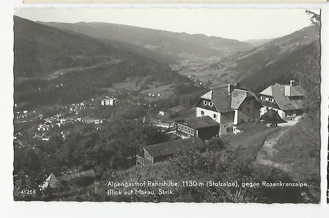 AK Alpengasthof Rahmhube, Stolzalpe, gegen Rosenkranzalpe. Blick auf Murau. (1965)