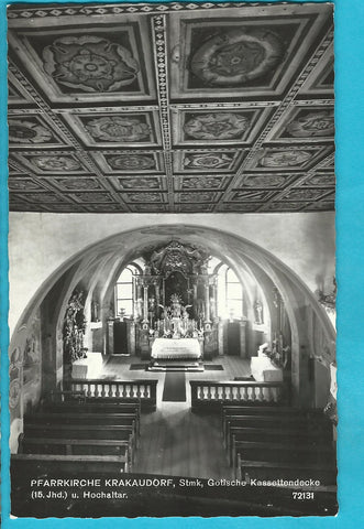 AK Krakaudorf. Pfarrkirche. Gotische Kassettendeck und Hochaltar (1965)