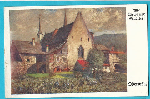 AK Oberwölz. Alte Kirche und Stadttor.