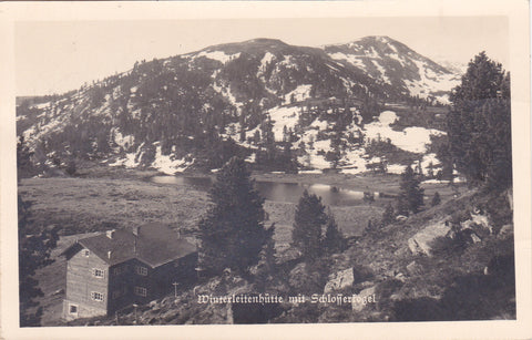 AK Winterleitenhütte mit Schlosserkogel. (1949)