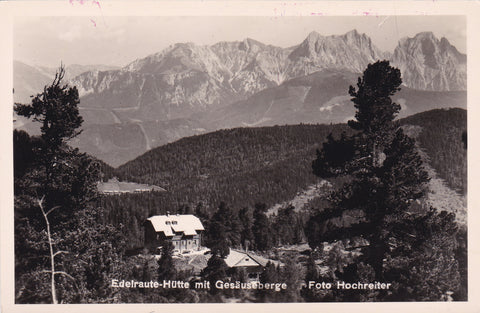 AK Edelraute-Hütte mit Gesäuseberge.