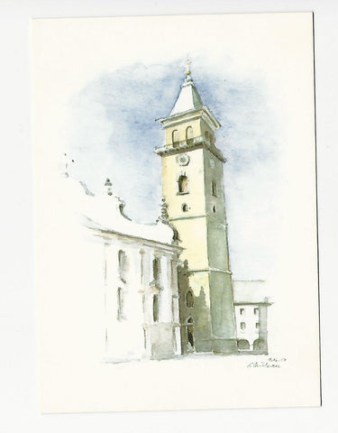 AK Stadtturm Judenburg - Aquarell von Egon Miklavcic, Fohnsdorf.