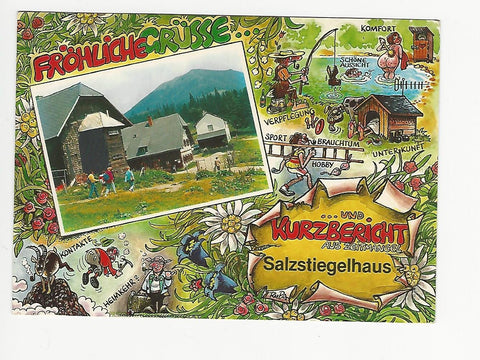 AK Fröhliche Grüsse... ...und Kurzbericht aus Zeitmangel. Salzstiegelhaus. (1987)