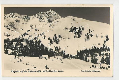 AK Schigebiet auf der Edelraute-Hütte mit Gr. Bösenstein.